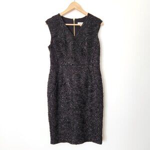 New Calvin Klein Black Cocktail Dress 3D Embroidery Paisley Size 8 Evening Party